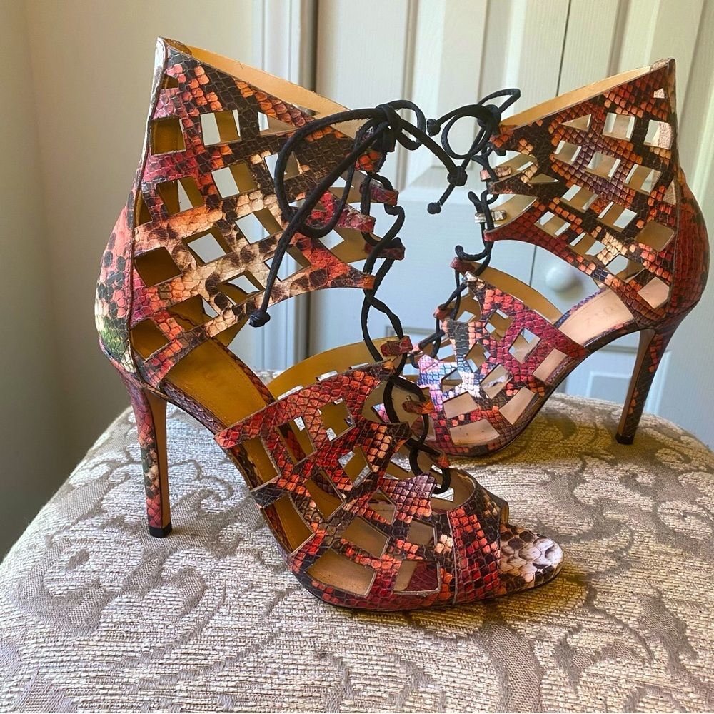 Schutz Blake Python Snakeskin Laser Cut Out Leath… - image 3